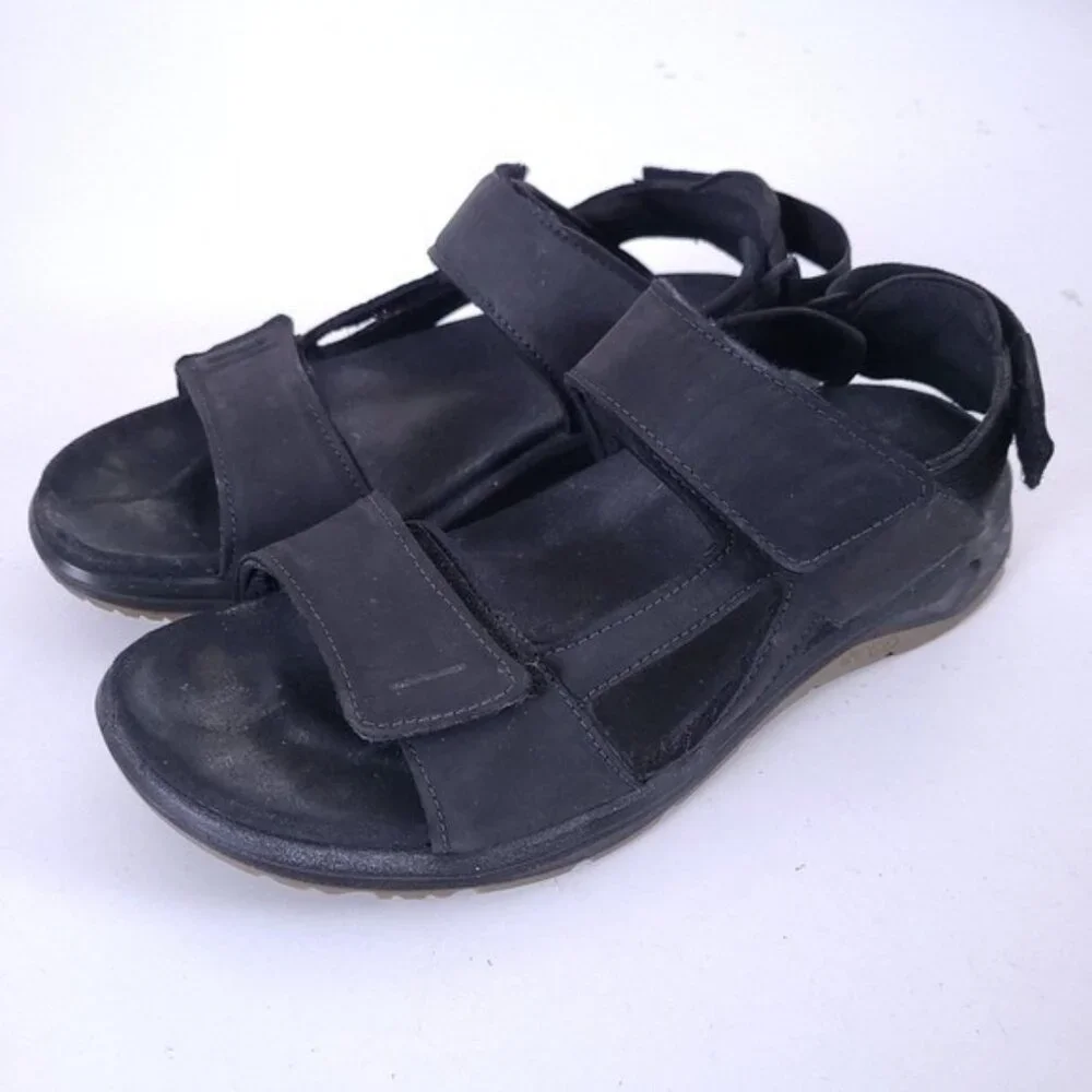 ECCO Mens X-trinsic 3S Black Leather Sandals Shoes Size 9
